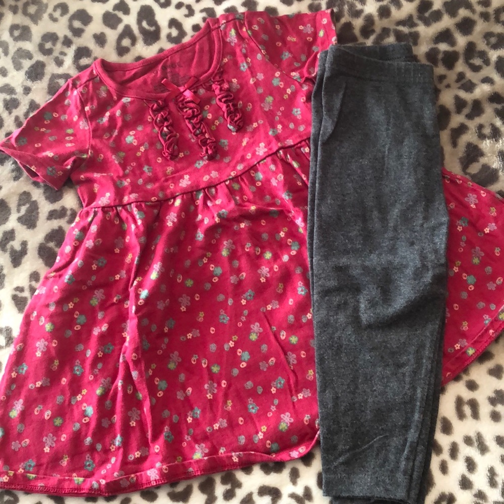George Pink Floral Tunic Dress & Leggings 18 months Girls